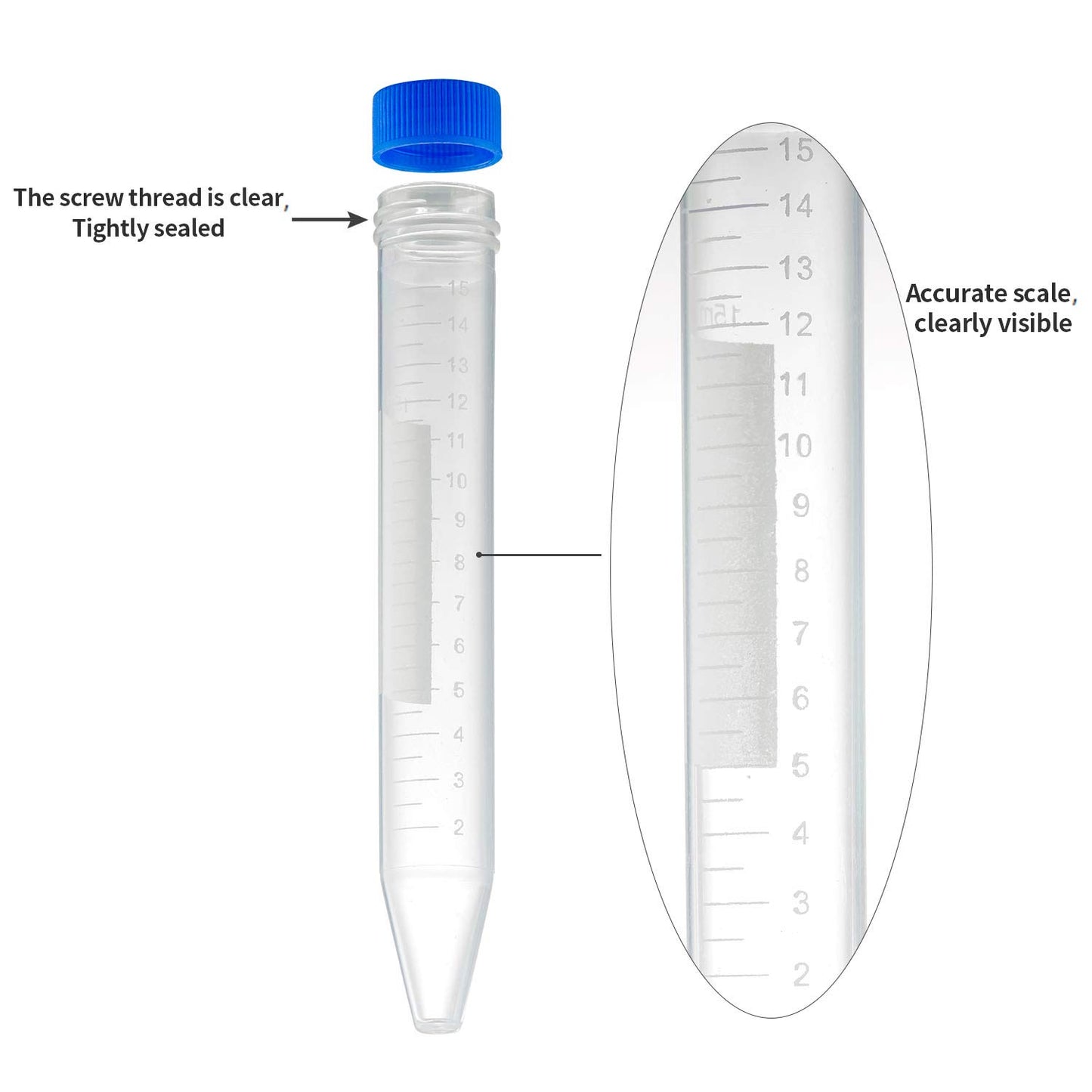 FLC0016: Sterile 15ml High Performance Centrifuge Tubes 100pcs/bag